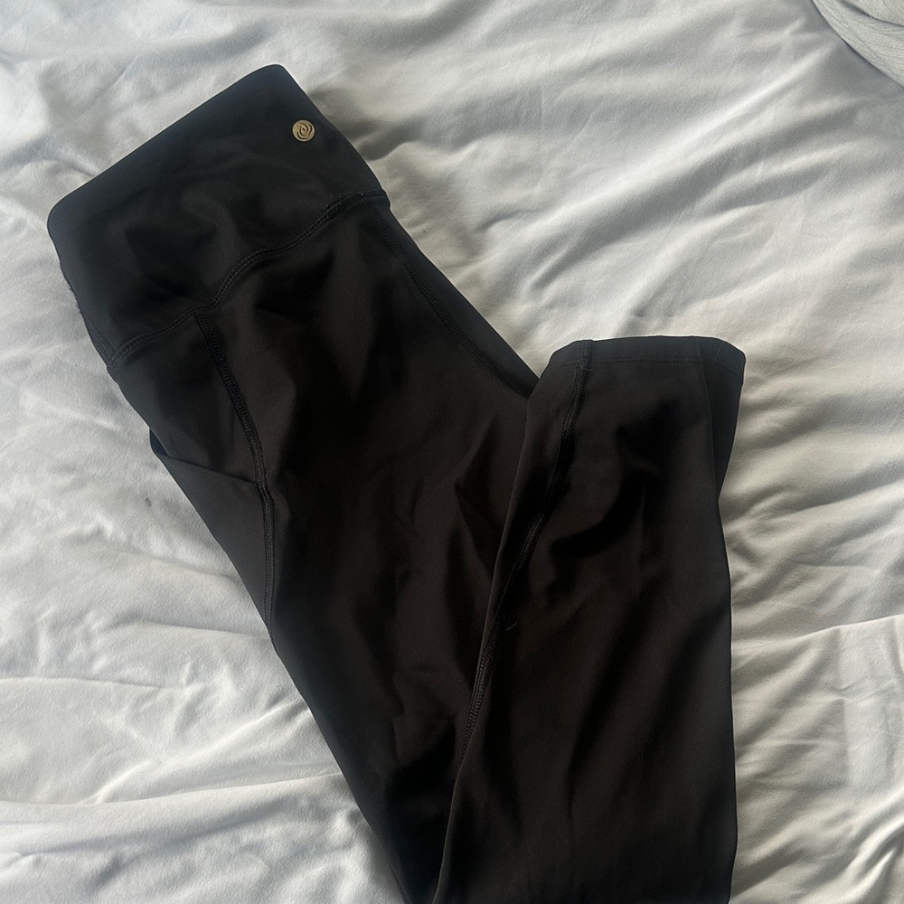 Apana Black High-Waist Leggings with Subtle Logo
